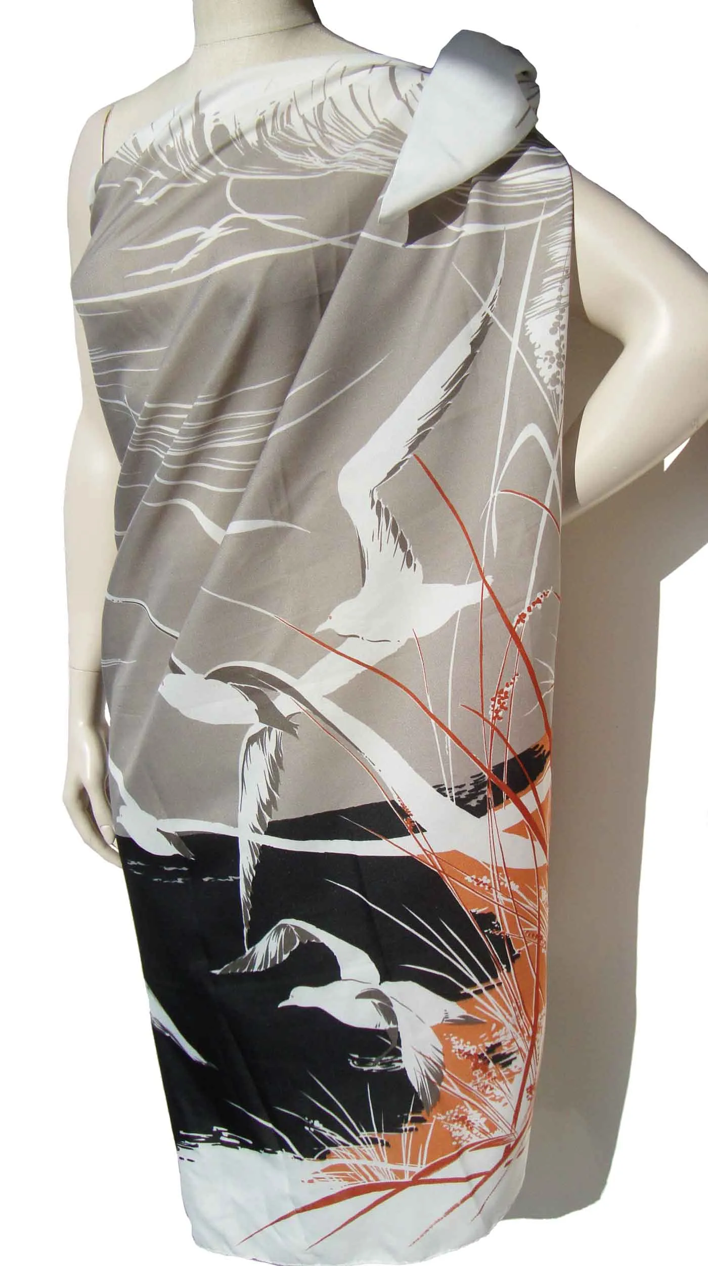 Vintage Beach Scarf Seagull Novelty Print Wrap