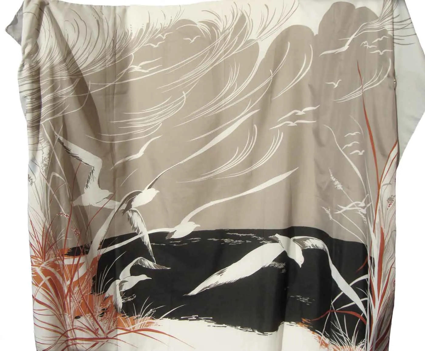 Vintage Beach Scarf Seagull Novelty Print Wrap