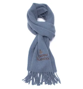 VIVIENNE WESTWOOD SKY BLUE BRUSHED WOOL SCARF unisex ladies men