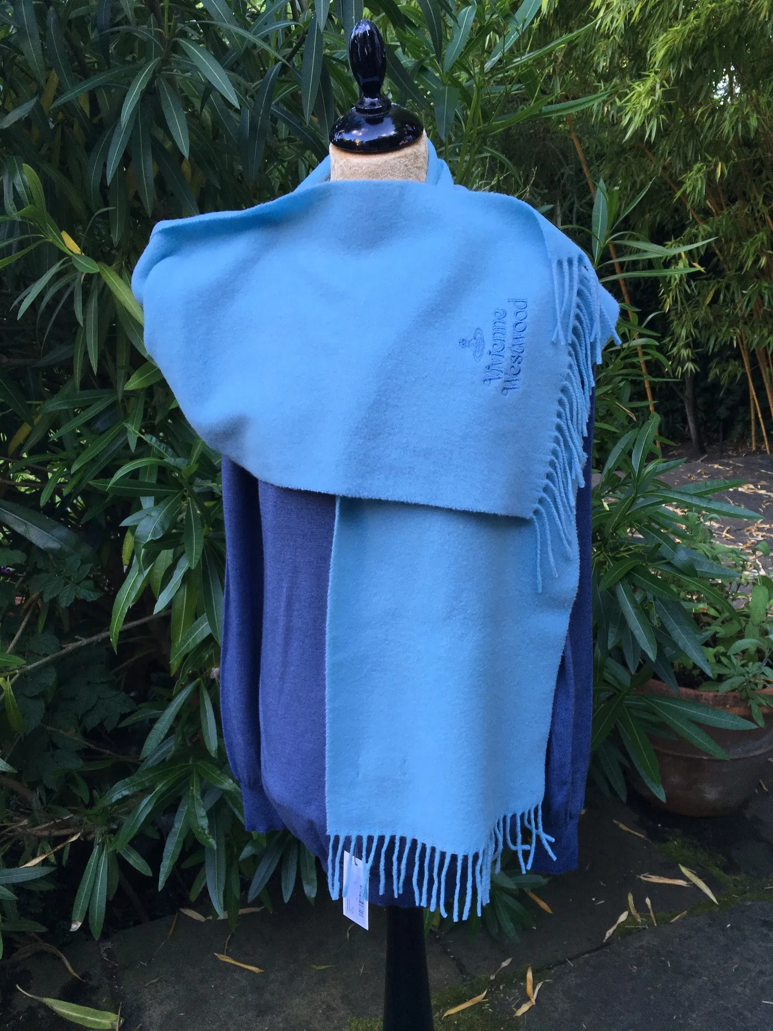 VIVIENNE WESTWOOD SKY BLUE BRUSHED WOOL SCARF unisex ladies men