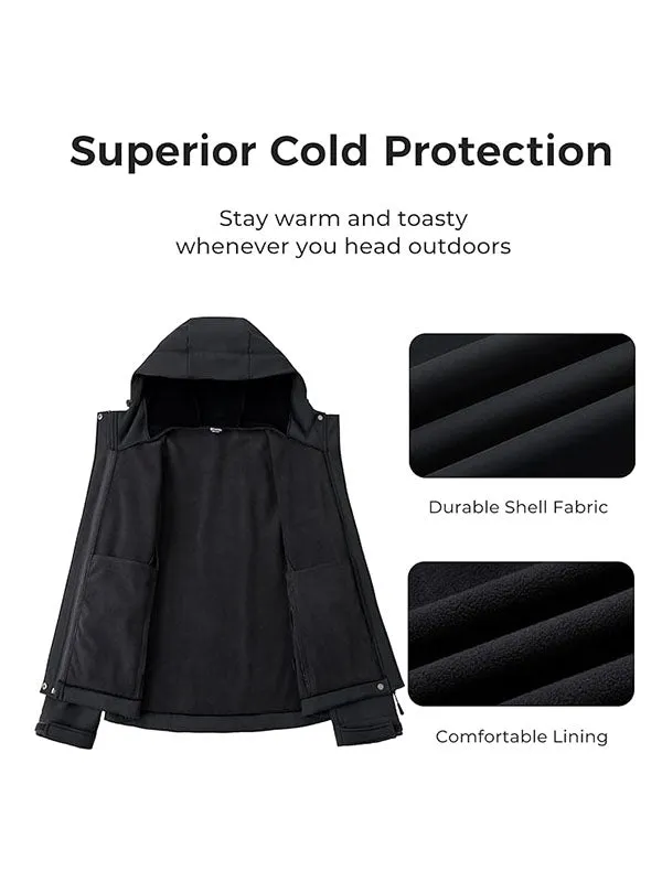 Wantdo Women's Plus Size Softshell Jackets Hooded Warm Fleece Lined Windbreaker