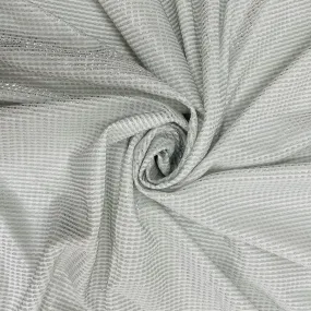 White With Silver Stripes Shimmer Imported Knit Fabric