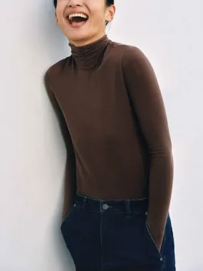 Wool Seamless Turtleneck Top