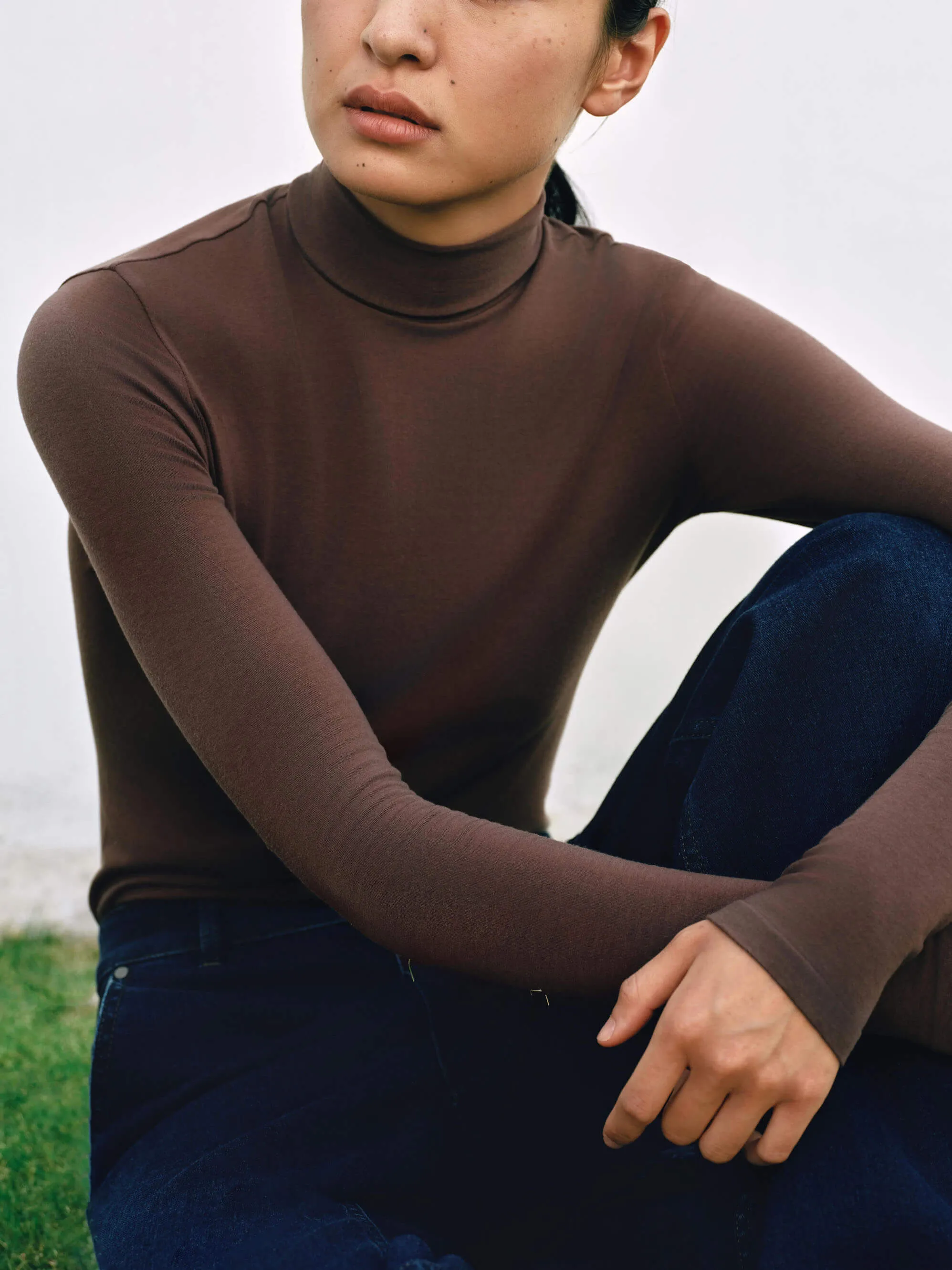 Wool Seamless Turtleneck Top
