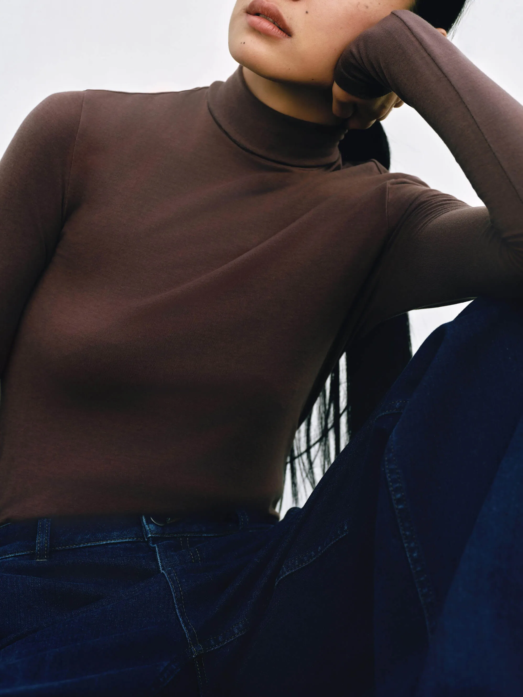Wool Seamless Turtleneck Top